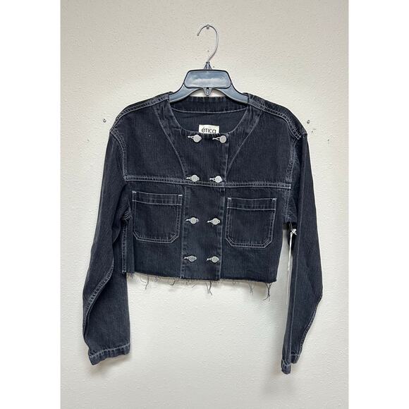 Etica Jackets & Blazers - Ética Capucine Black Pearl Cropped Denim Jacketp - Size S